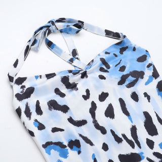 Leopard print halter mini dress