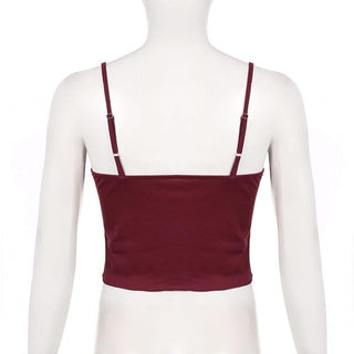 Lace patchwork bowknot backless cami top