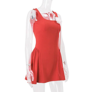 Square neck flower applique cami mini dress