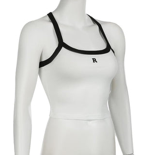 U neck "R" embroidery cami top