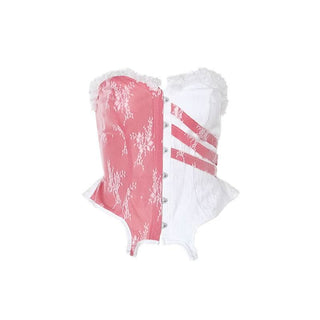 Sweetheart neck contrast button ruffle tube top