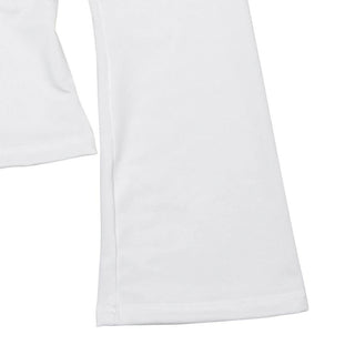 Lace hem long sleeve v neck ribbon ruched top