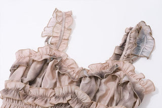Ruffle tie dye smocked sweetheart neck cami top