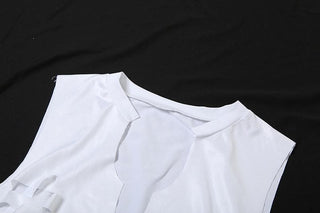 Sleeveless print tassel crop mini skirt set