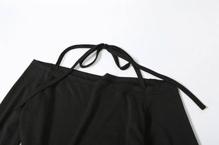 Halter long sleeve off shoulder hollow out cut out maxi dress