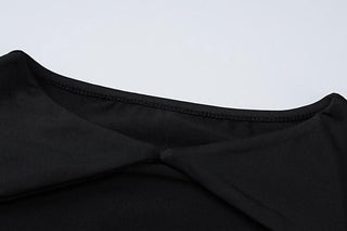 Long sleeve crewneck gloves hollow out solid maxi skirt set-final-sale