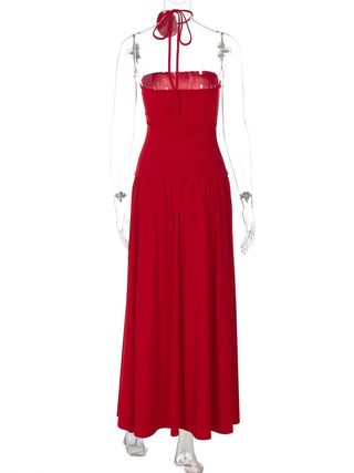 Flower applique solid tube maxi dress