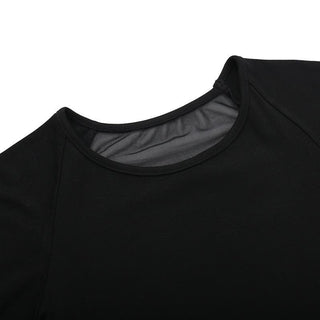 Short sleeve round neck print mesh top