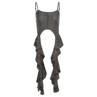 U neck textured metal applique crop top
