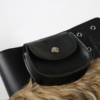 Fluffy PU leather adjustable buckle belt