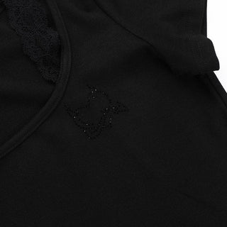 Short sleeve u neck halter lace irregular top
