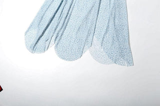 Sheer mesh ruffle flower print tube midi dress