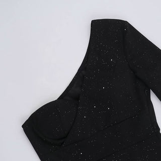 Irregular long sleeve one shoulder ruched mini dress