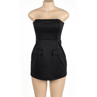 Backless solid stitch sleeveless tube mini dress