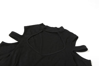 Long sleeve crewneck hollow out cut out top