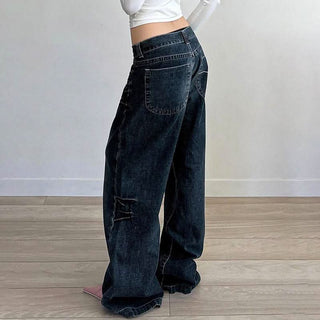 Button zip-up pocket contrast low rise jeans