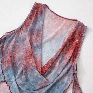 Cowl neck off shoulder ruffle top