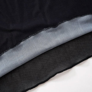 Off shoulder long sleeve mesh cross print top