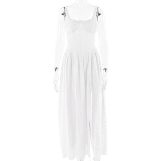 Sweetheart neck ruched textured ruffle cami maxi dress