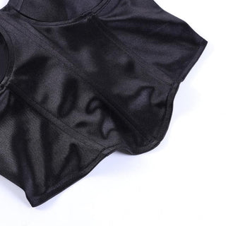 Satin sweetheart neck smocked solid backless tube crop top