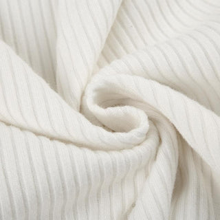 Knitted off shoulder buckle long sleeve solid top