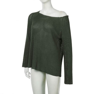 Long sleeve off shoulder knitted top