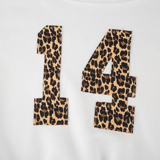 Long sleeve leopard print "14" pattern top