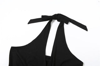 Halter buckle ruffle irregular ruched top