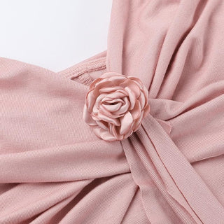 Rose applique ruched ruffle cami midi dress