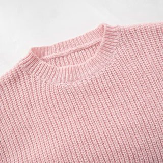 Long sleeve crewneck tassels knitted top