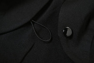 Long sleeve turnover collar button hollow out cut out mini dress