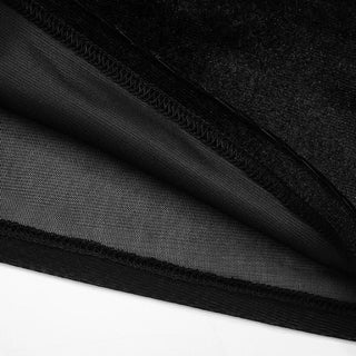 High neck mesh velvet patchwork long sleeve crop top