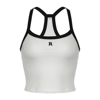 U neck "R" embroidery cami top