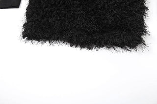 Fluffy flower print gloves backless tube mini dress