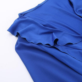 Ruffle long flared sleeve self tie chiffon solid mini dress