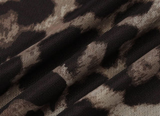 Long sleeve off shoulder leopard print ruffle top