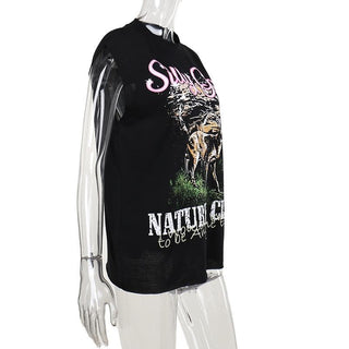 Sleeveless crewneck print top