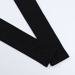 High neck ruched gloves cross pattern mini dress