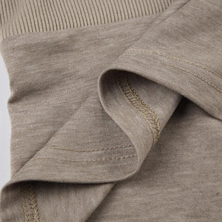 Ribbed button v neck lace hem long sleeve top
