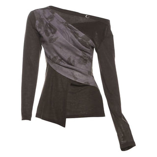 Long sleeve off shoulder print top