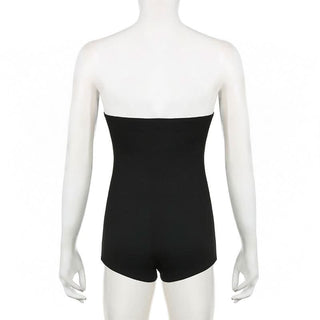 Bowknot print backless tube romper