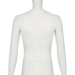 Crewneck bowknot ribbed sleeveless tank top