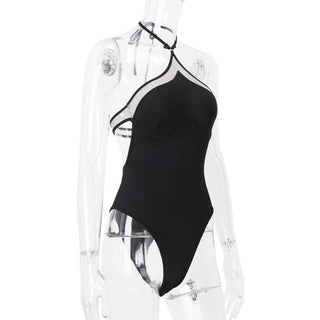 Halter backless sweetheart pattern bodysuit