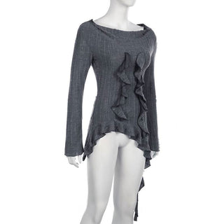 Hoodie long sleeve ruffle top