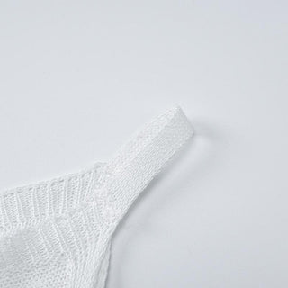 U neck knitted o ring see through tank midi dress