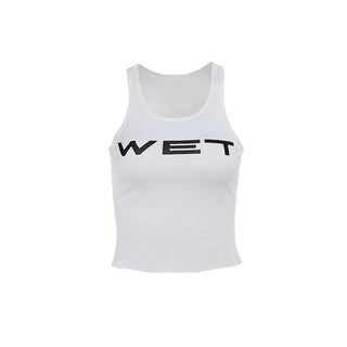 Sleeveless u neck â€œwetâ€ print tank top