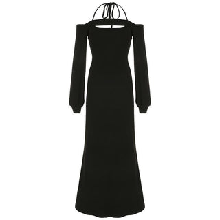 Halter long sleeve 2 piece maxi dress