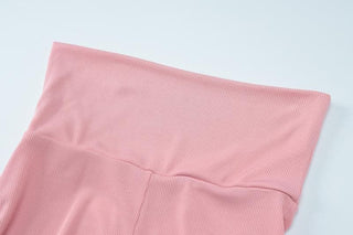 Short sleeve u neck ribbed solid pant set