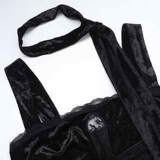 Lace hem velvet cross square neck maxi dress