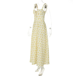 Self tie flower print cami maxi dress